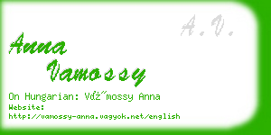 anna vamossy business card